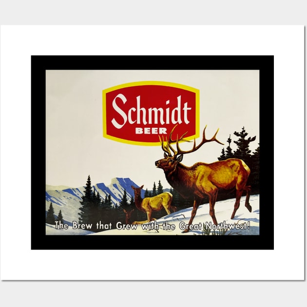 Schmidt Beer Deer Hunting Vintage Retro Buck Wall Art by BarryJive